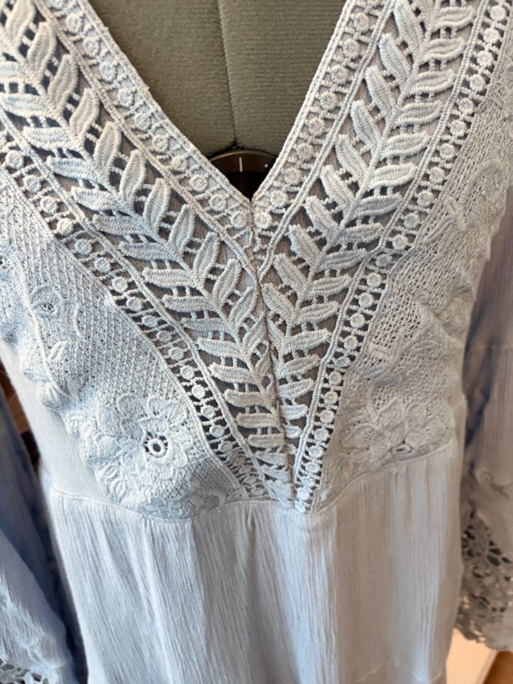 Altar'd State Blue Lace Boho Mini Dress Cottagecore Grandma Core Festival Summer - Picture 4 of 13